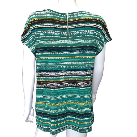 Striped Multicolor Short Sleeve Top Front Twist Detail Christopher & Banks - M - Picture 2 of 7